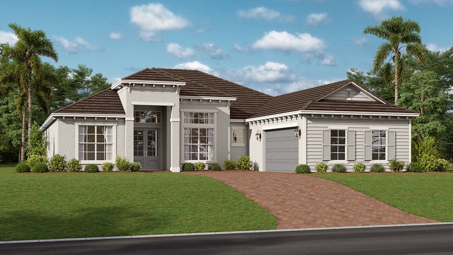 A rendering of the front of a house.