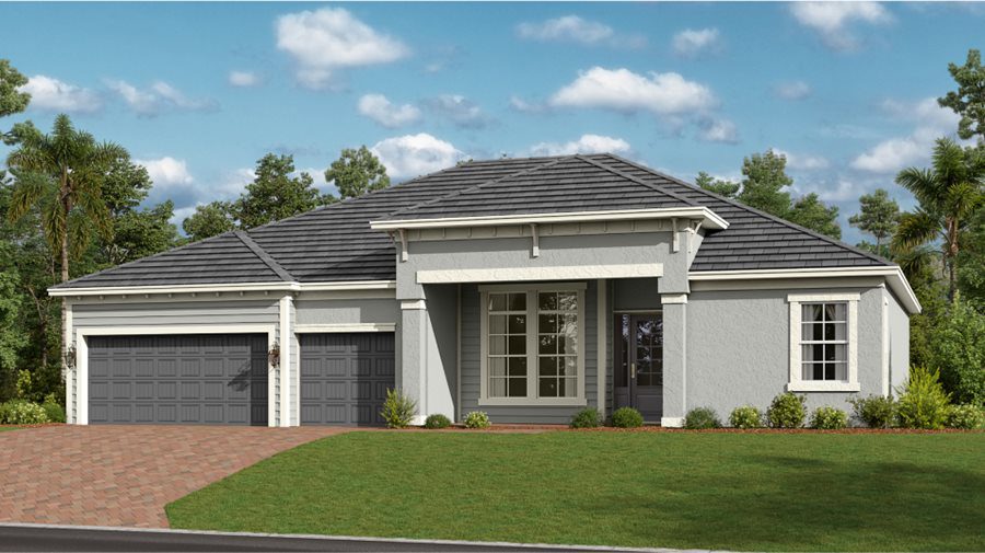 A rendering of the front of a house.