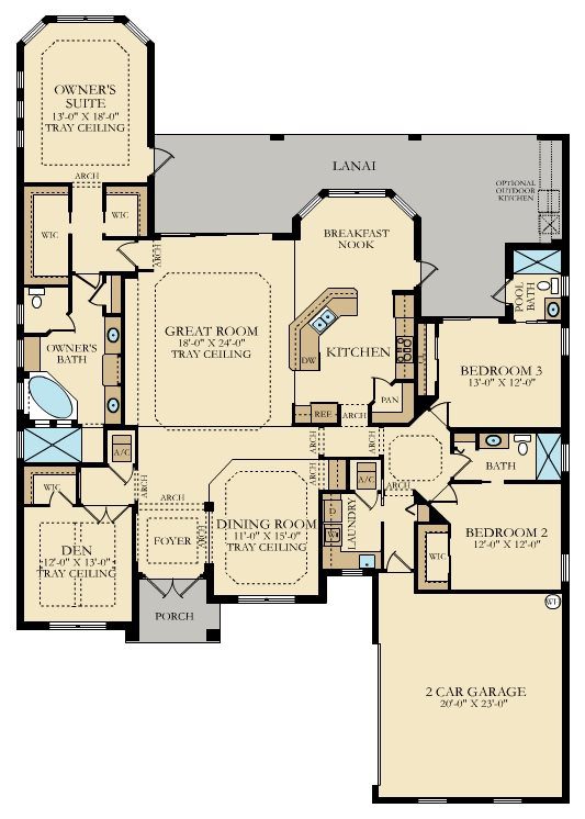 A floor plan of a house with four rooms.